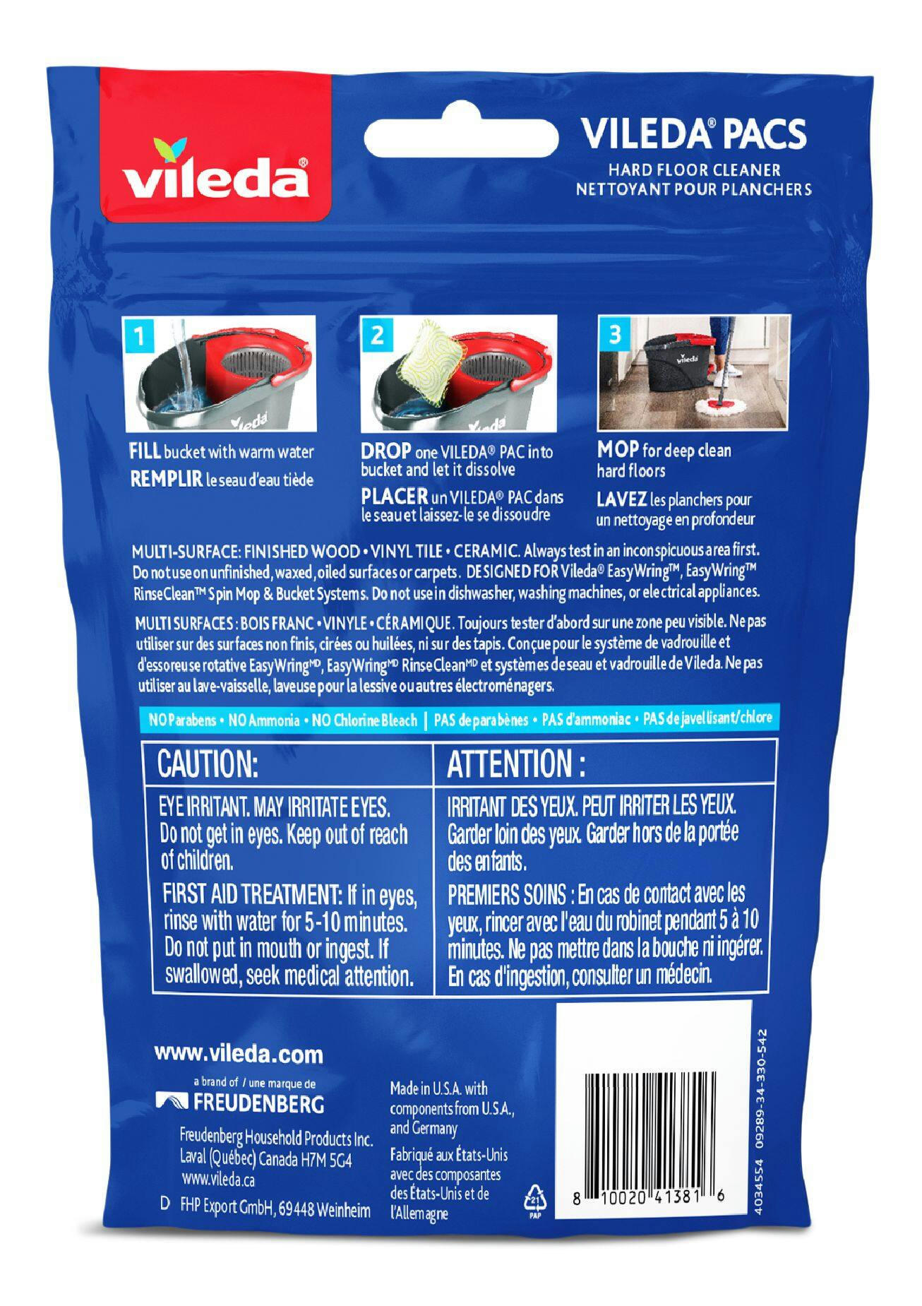 Vileda® PACS Hard Floor Cleaner, Crisp Citrus Scent