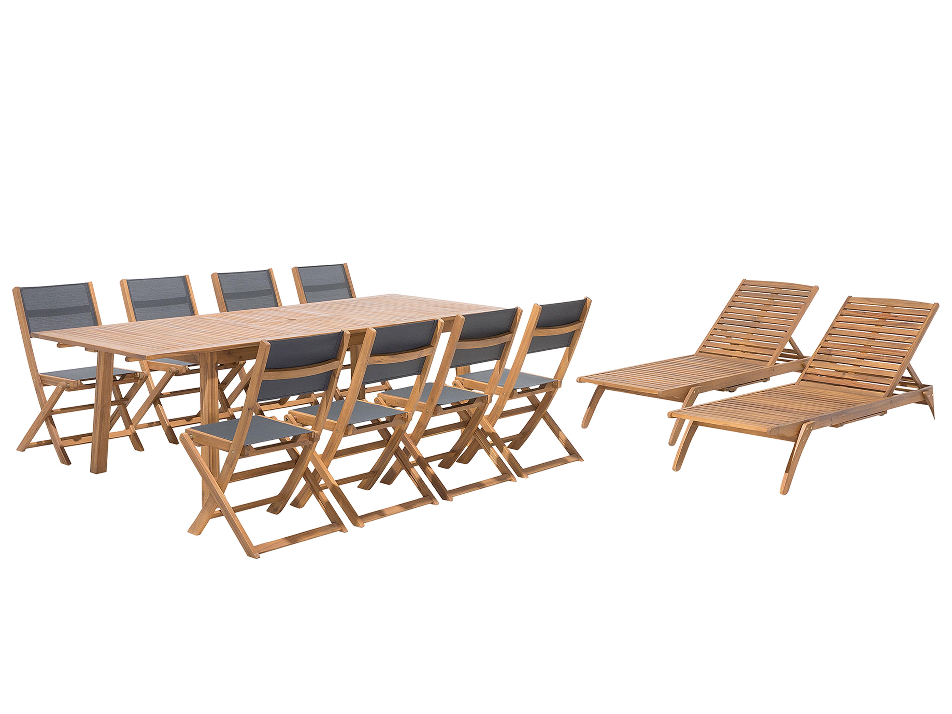 Garden Dining Set 8 Seater CESANA Acacia Wood Light Brown
