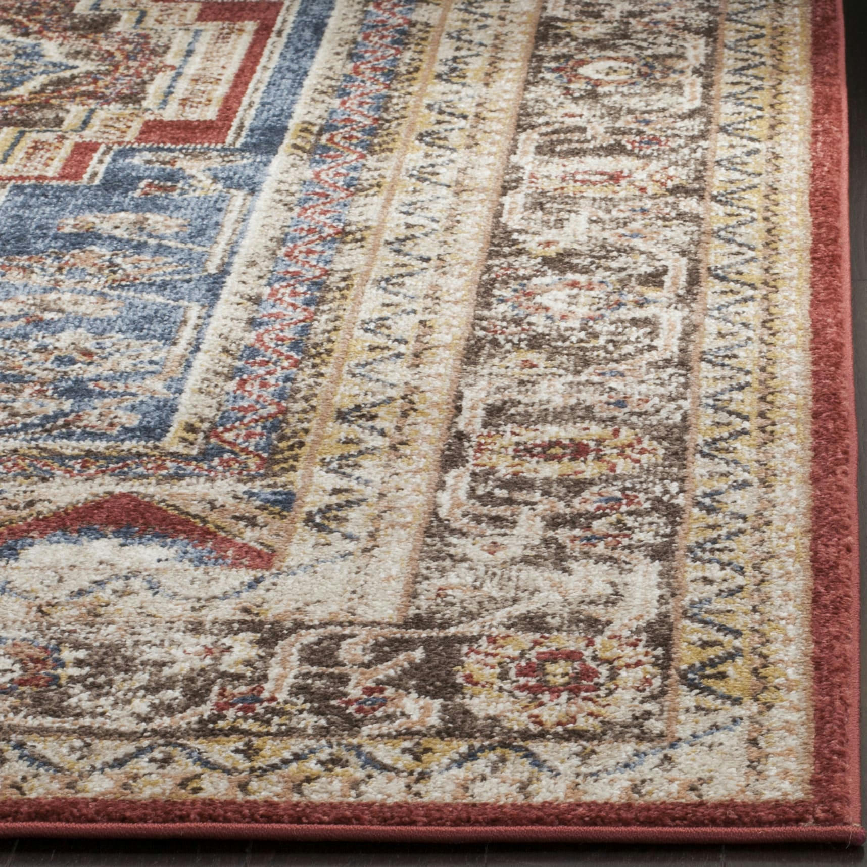 BIJAR - Tapis de salon interieur en bleu roi & marron, 201 x 274 cm