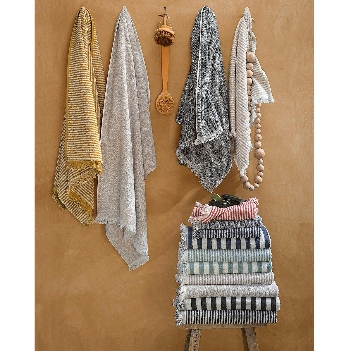 Maxi drap de bain éponge pur coton chiné Paimpol