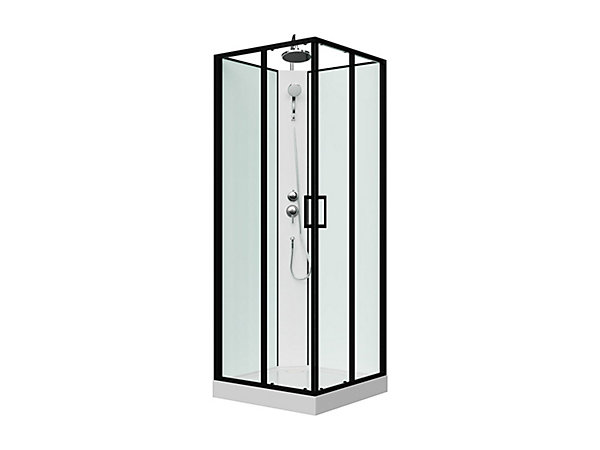 Cabine de douche carrée - Noir et blanc - L80 x L80 x H220 cm - SAMABI