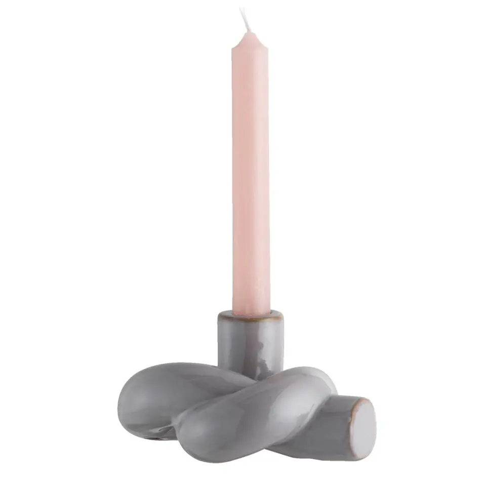 Kandelaar Knoop - lila - keramiek - 11,5x15,5x8 cm