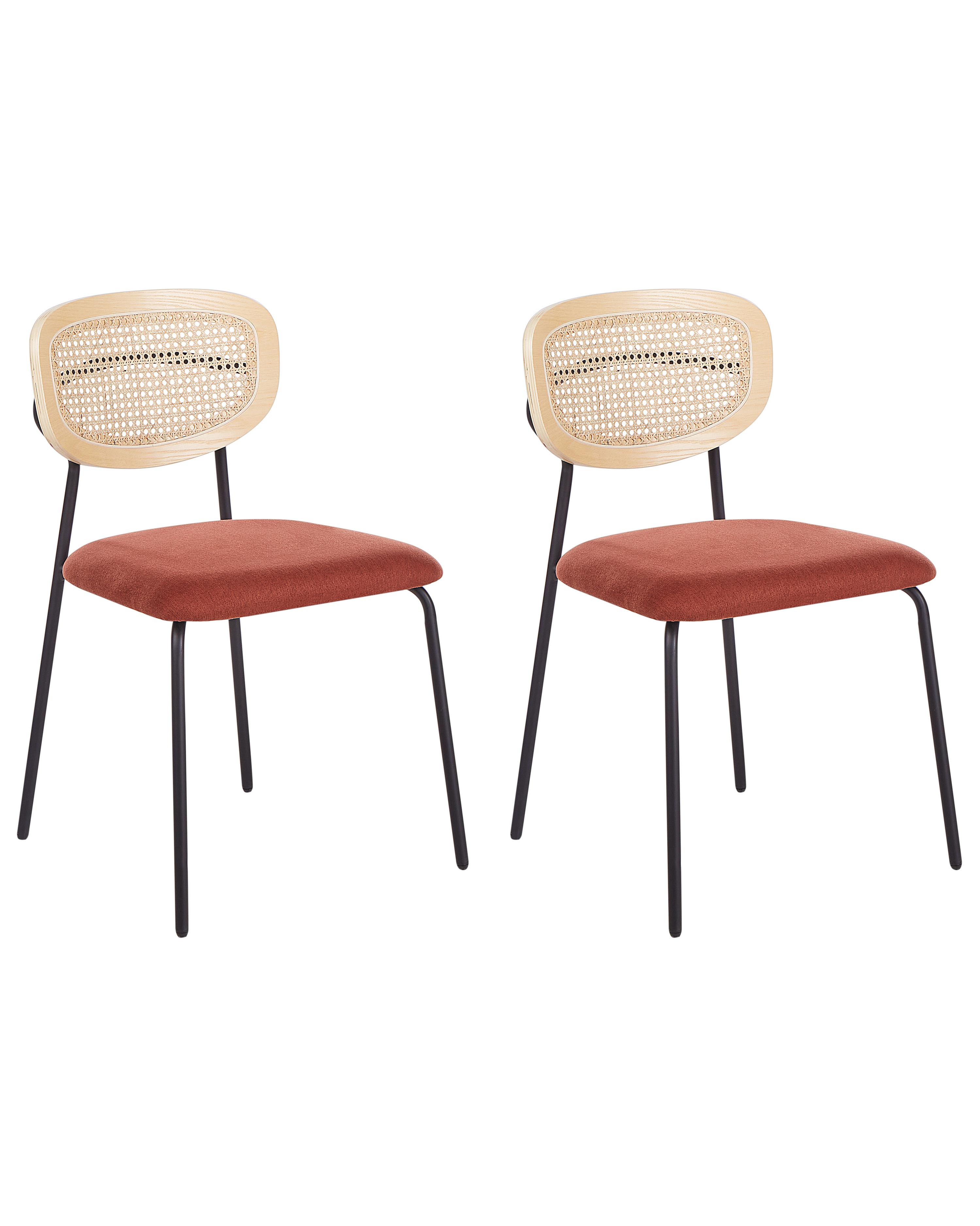Set of 2 Bar Chairs MAYETTA Rattan Orange