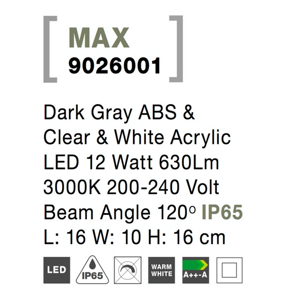 Außenleuchte »Max «, LED, dunkelgrau