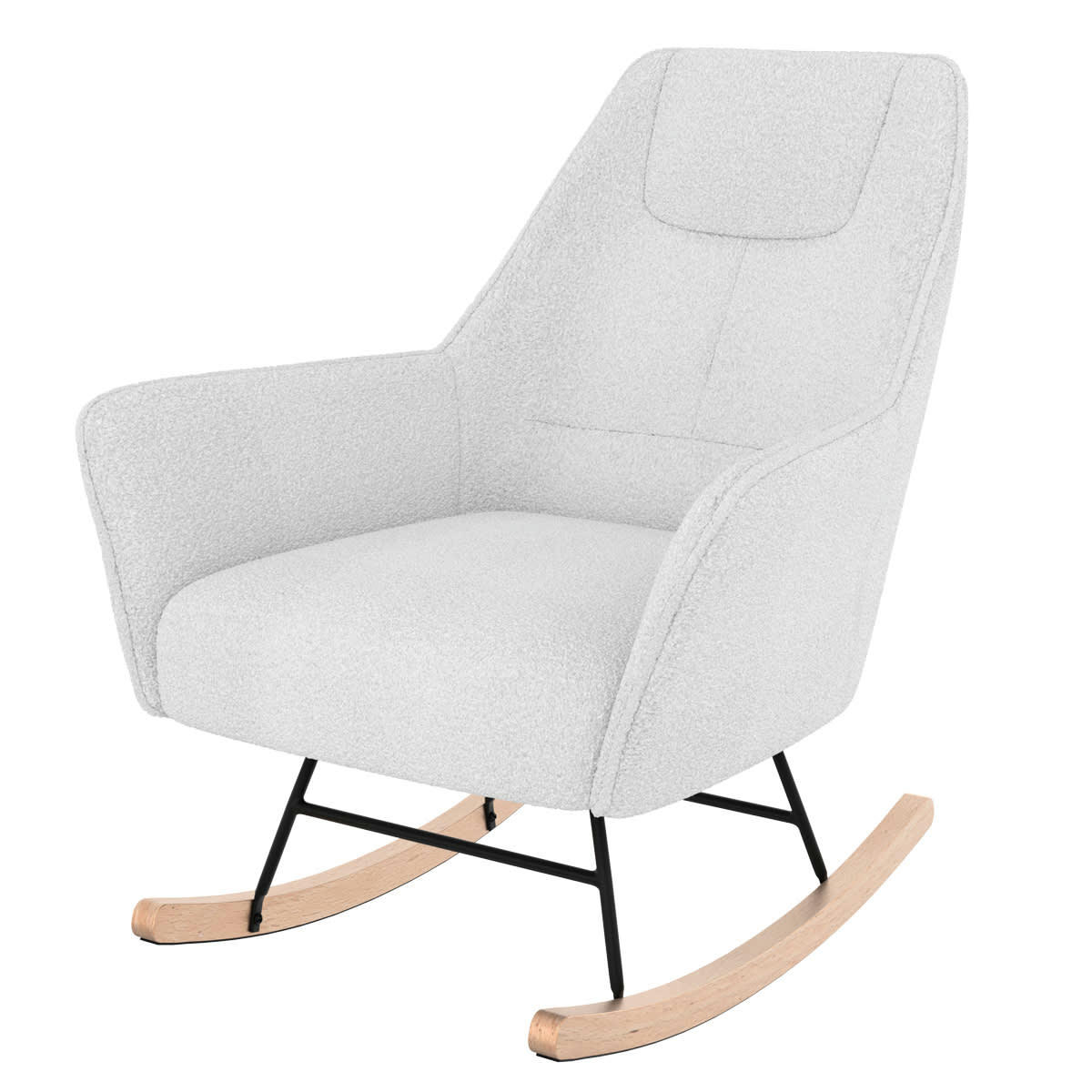 SHAUN - Rocking-chair blanc effet laine bouclette en tissu