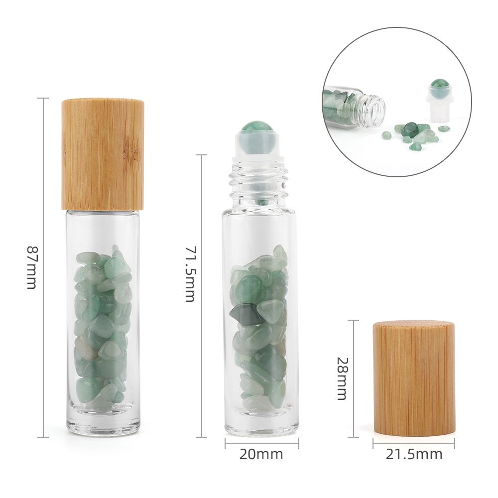 KDMD Gemstone Essential Oil Roller Bottle - Aventurine - Wooden Cap