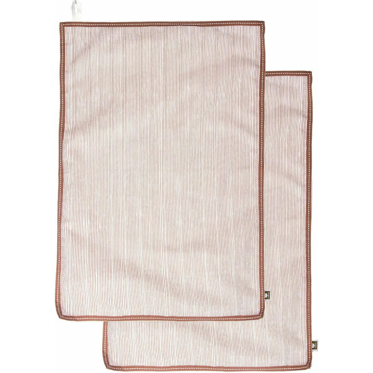 PINSTRIPE - Torchons (x2) coton  50x75 terracotta
