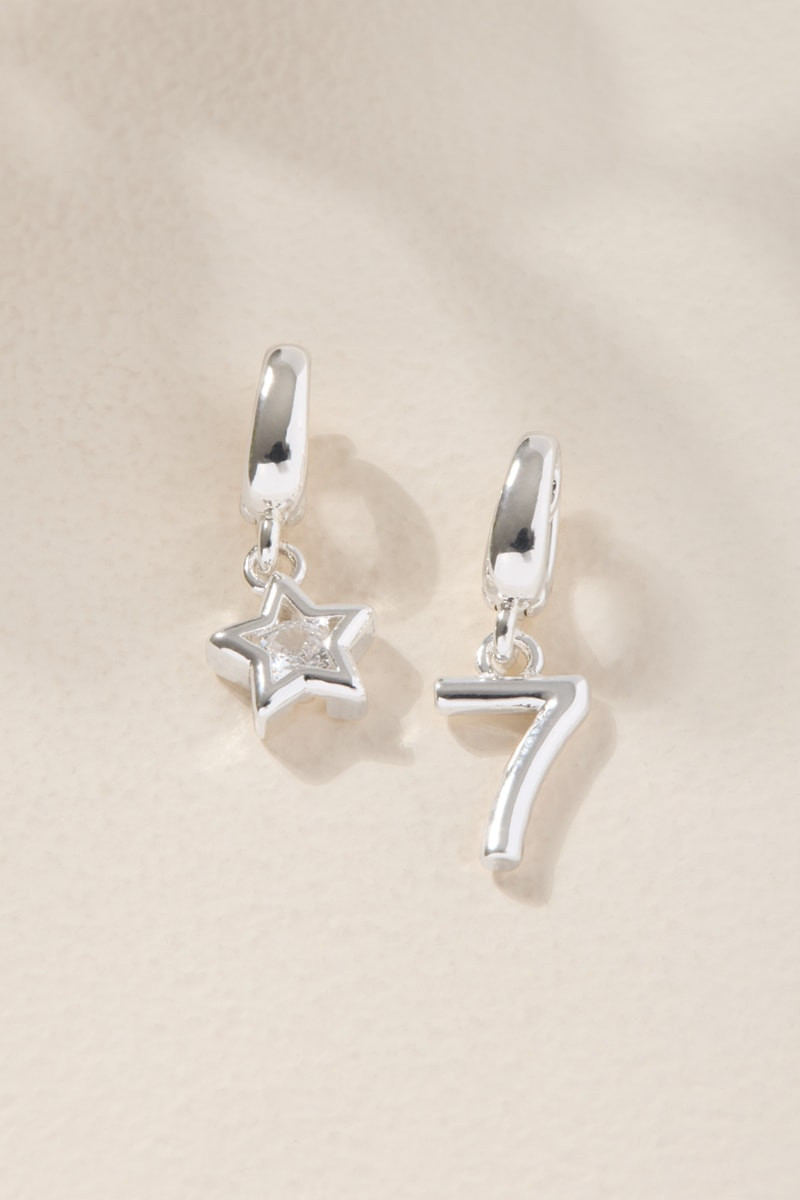 Star and Number Charm Set Silver
