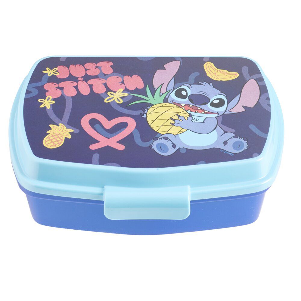 BoÎte à go&ucirc;ter enfant Stitch plastique bleu 17x14xH6cm