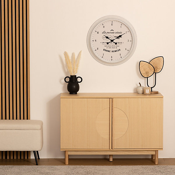 Horloge Citation - noir &blanc D60 cm - Blanc- Atmosphera