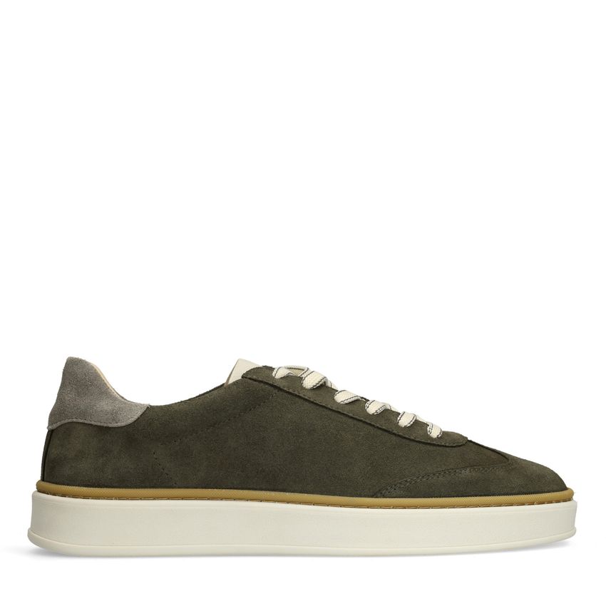 Manfield Groene suède sneakers