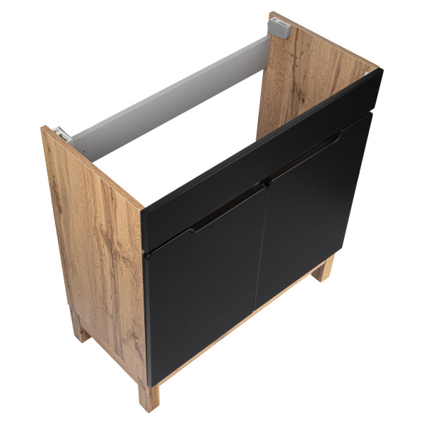 Zestaw Łazienkowy 80cm 2D Alma Słupek Dąb Wotan / Czarny Mat