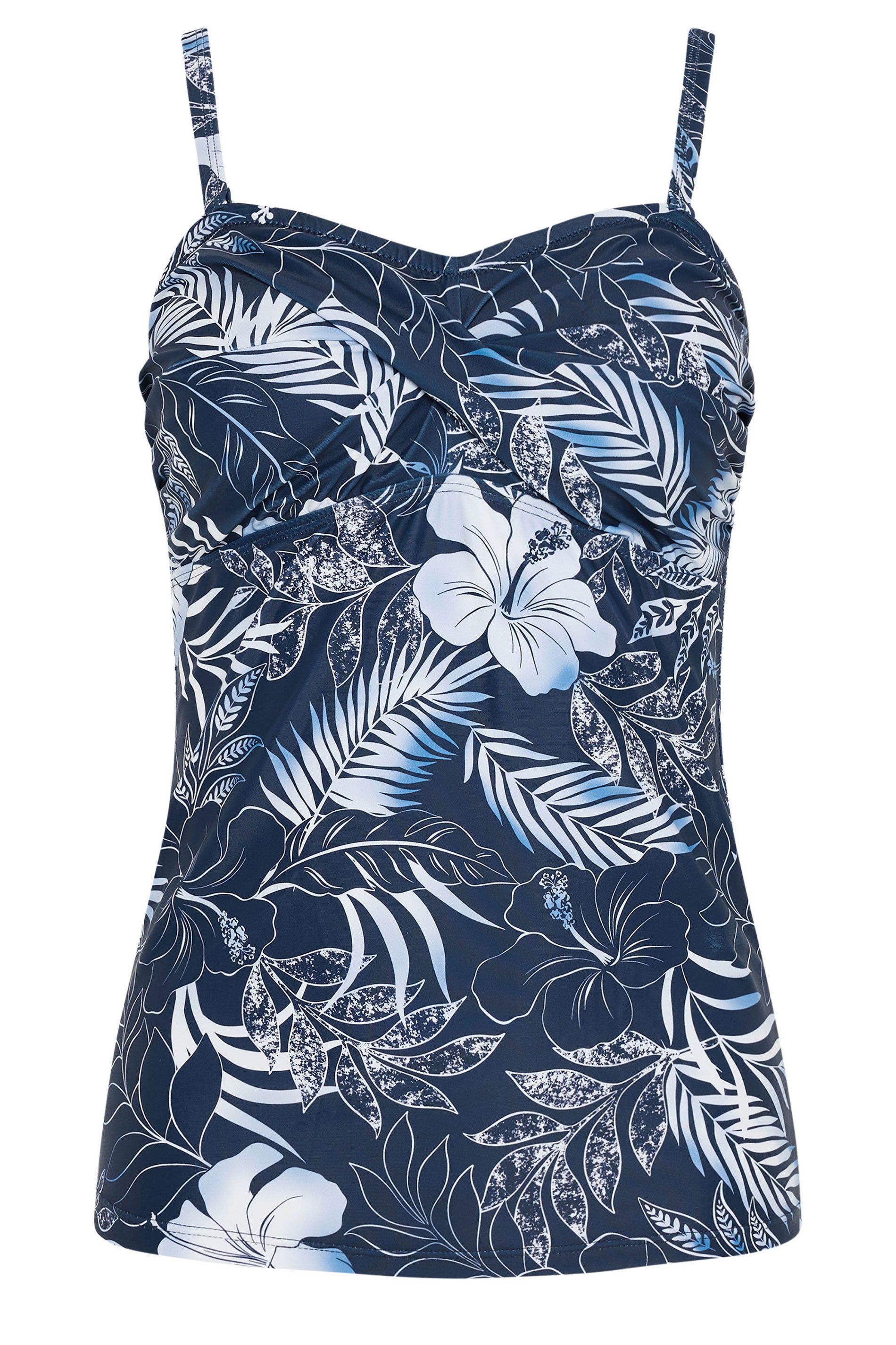 M&Co Tropical Print Twist Front Tankini Top