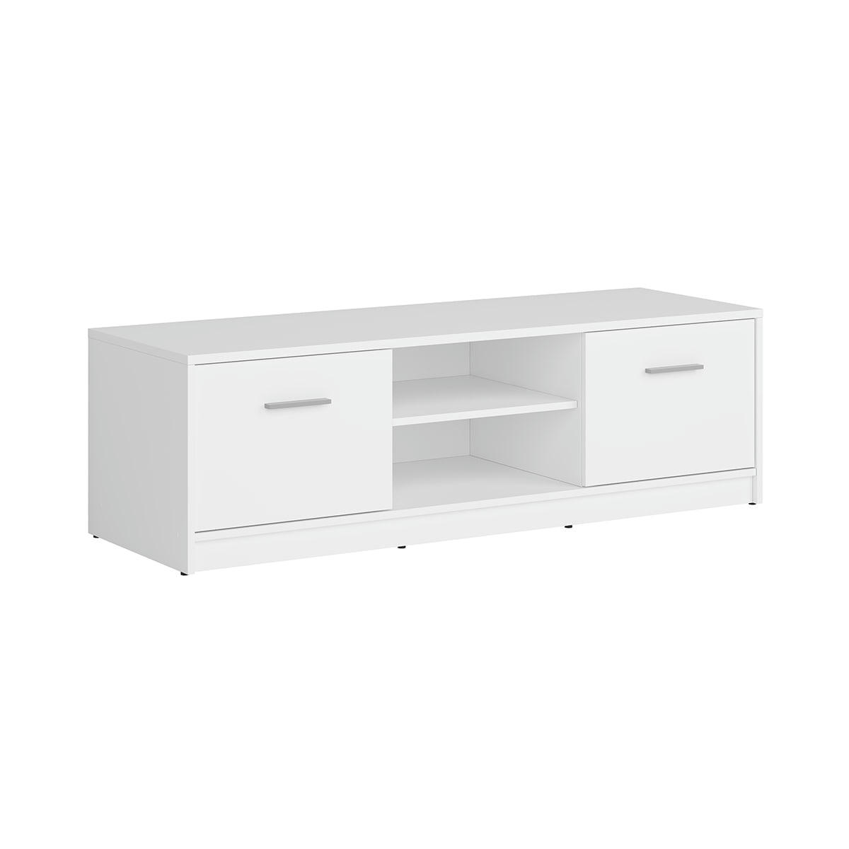 - Meuble TV 2 portes 138 cm stratifiés blanc