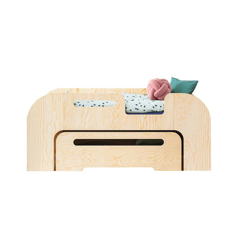 THOMAS - Lit 70x140 entrée droite sommier et tiroir inclus naturel