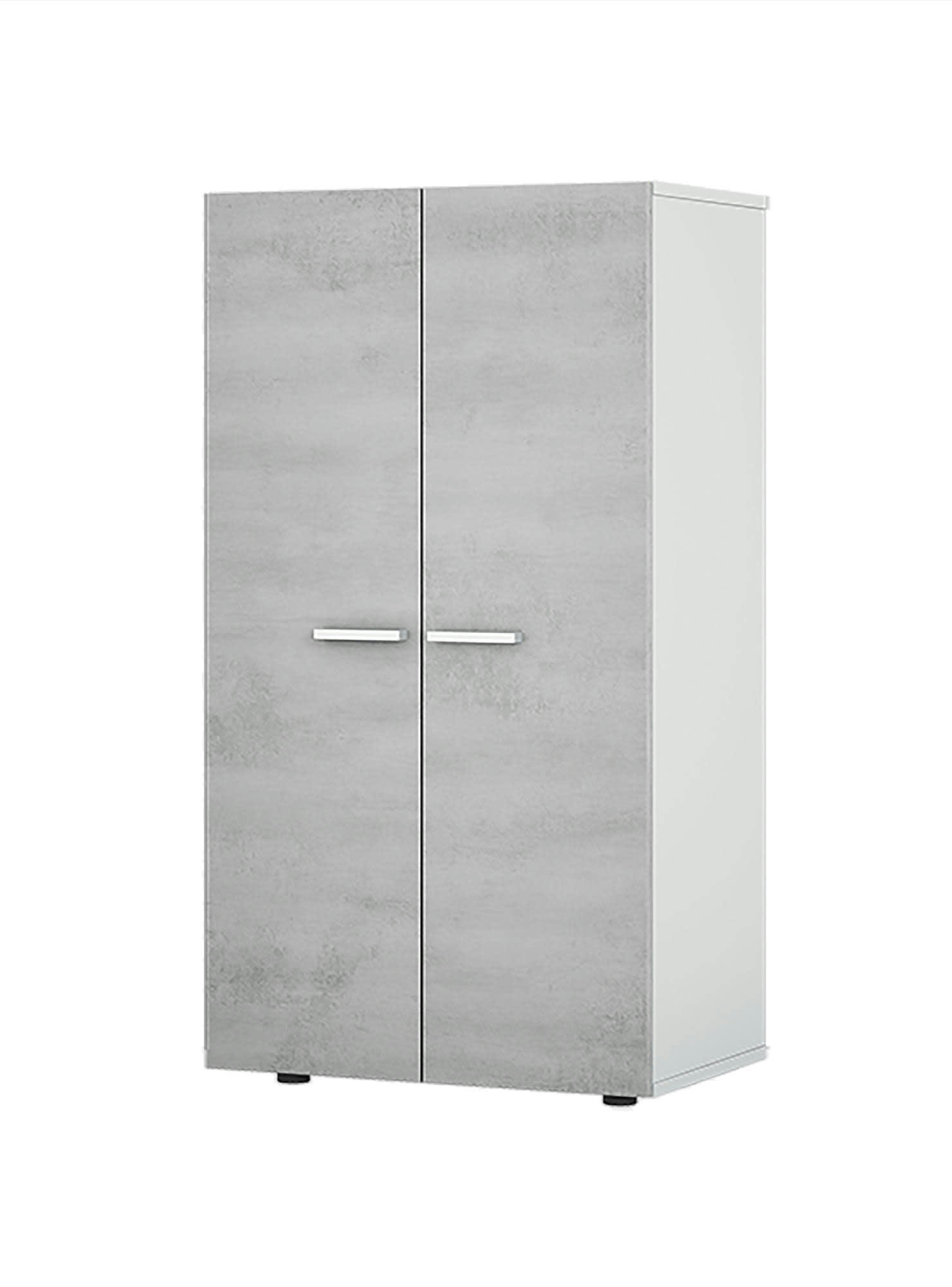 NORWALK - Armoire polyvalente à 2 portes effet bois blanc et béton