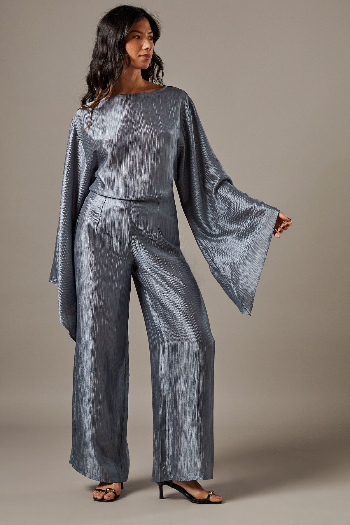 Warehouse Crinkle Satin Wide Leg Trousers