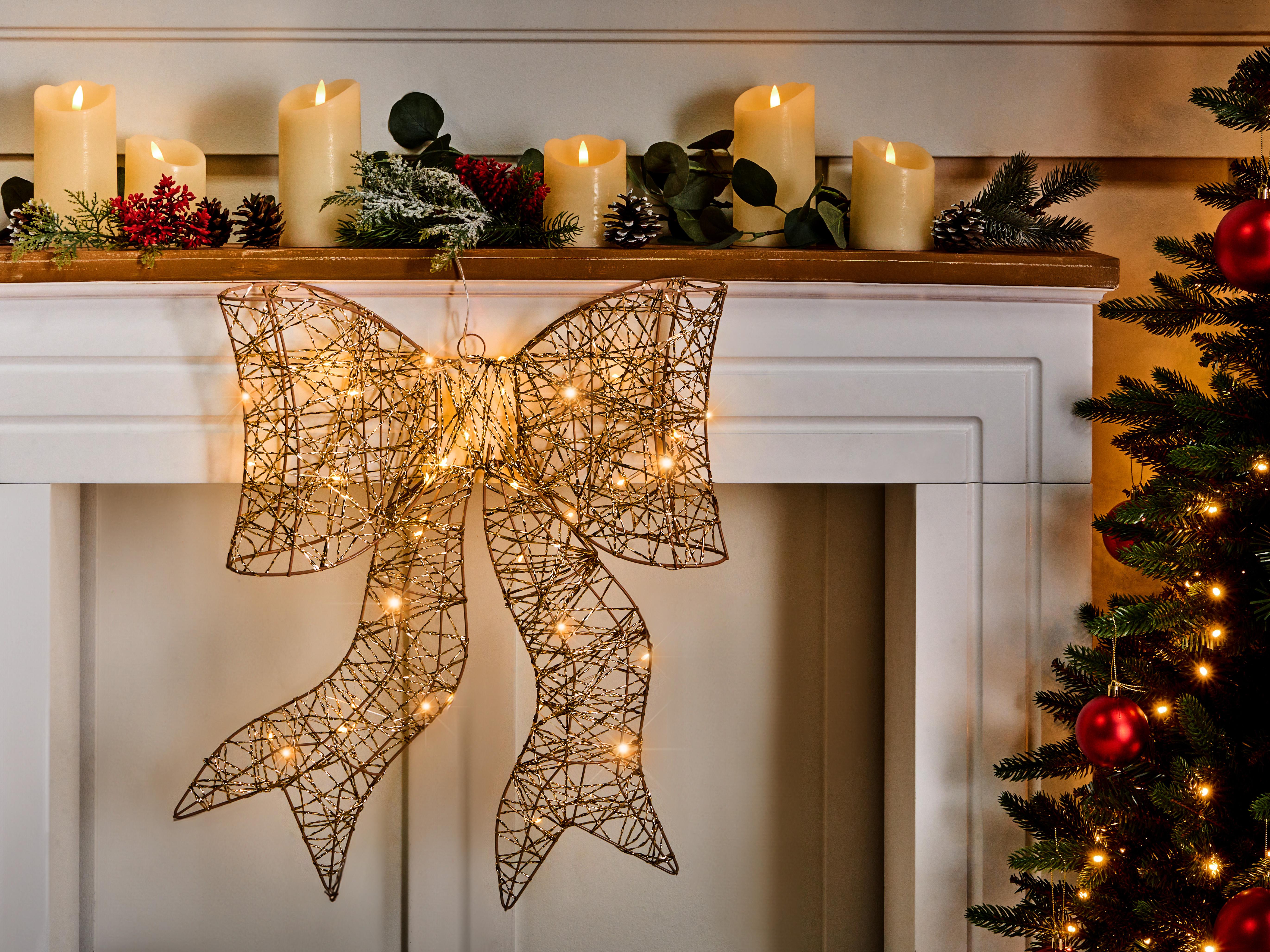 Christmas Decoration LED FILSO Bow 56 cm Gold