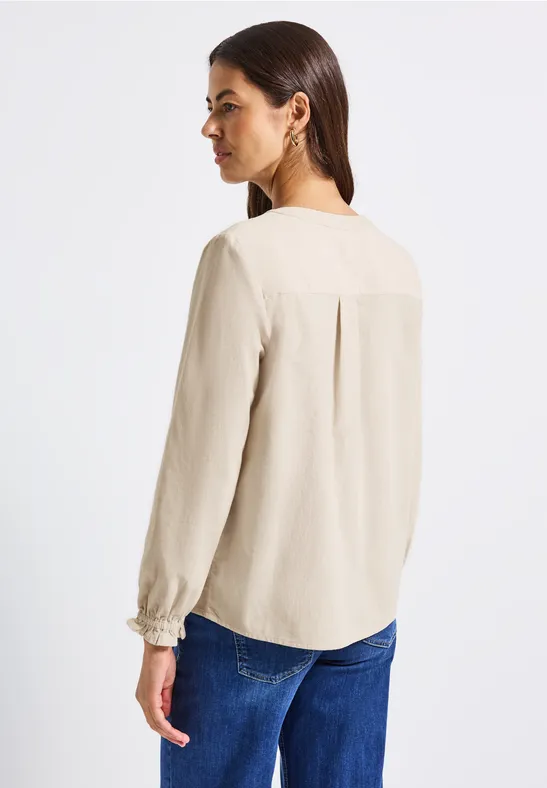 Cordbluse mit Rüschendetails