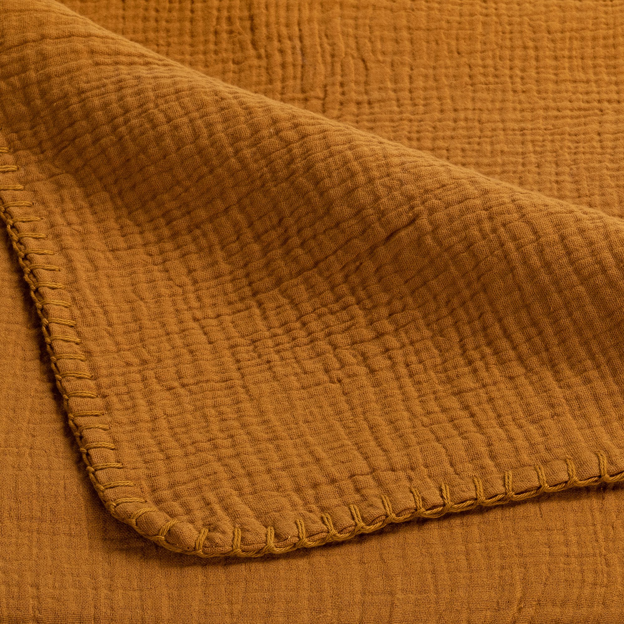 TESSALY - Plaid en gaze de coton - jaune alep 130x170cm