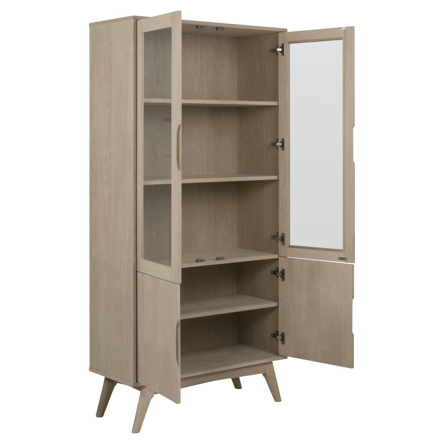 MARTIE - Vitrine en mdf et verre 4 portes et 4 étagères beige