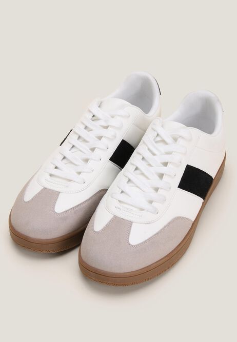 Mens White Stripe Trainers