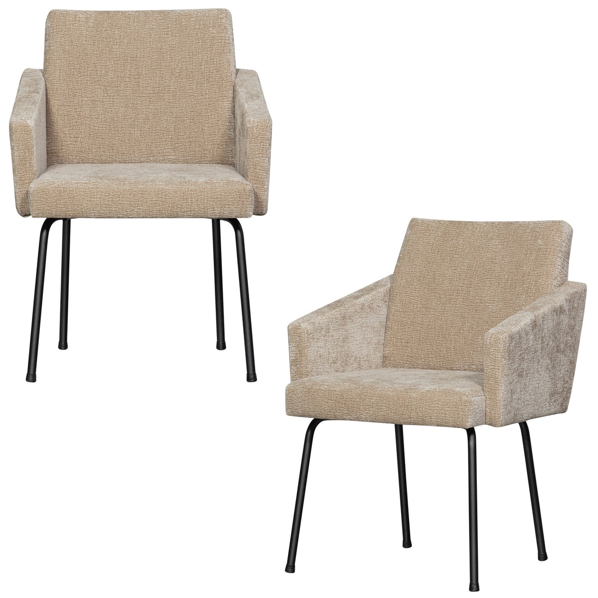 WOOOD eetkamerstoelen Mount - Polyester - Zand - Set van 2