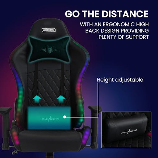 NNEMB Gaming Chair, with Bluetooth Speakers, RGB LED Lights, Reclining Game Armchair, Black
