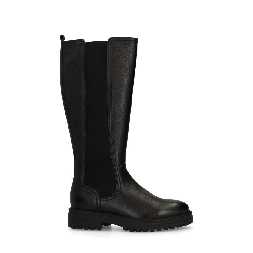 No Stress Zwarte leren laarzen met elastiek