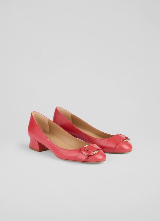 Cici Coral Nappa Leather Buckle Courts