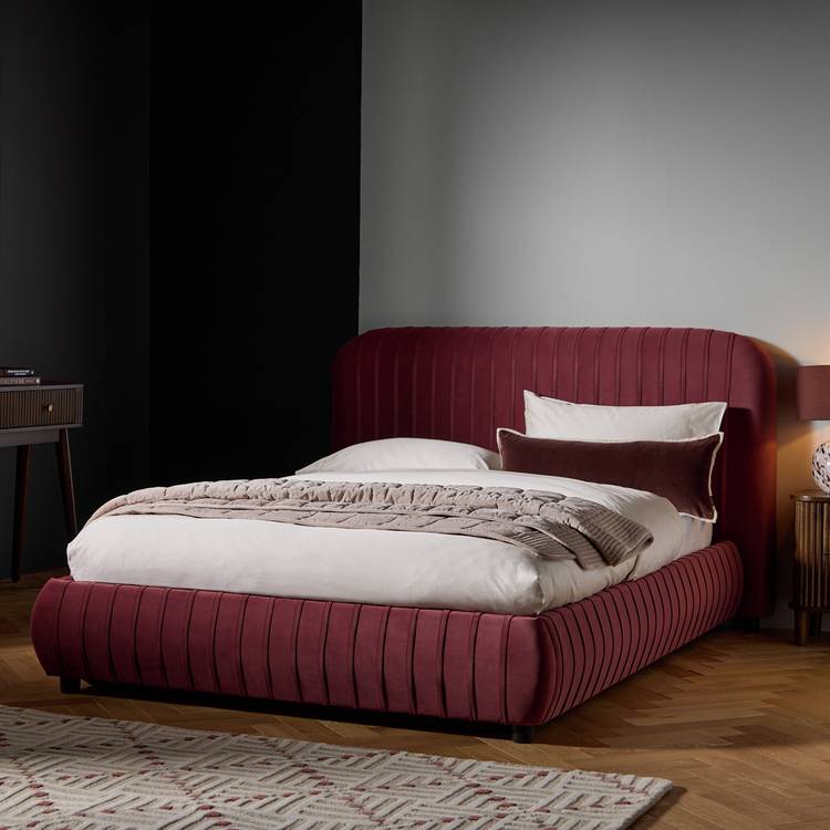 Habitat Beatrix Double End Lift Ottoman Bed - Dark Red