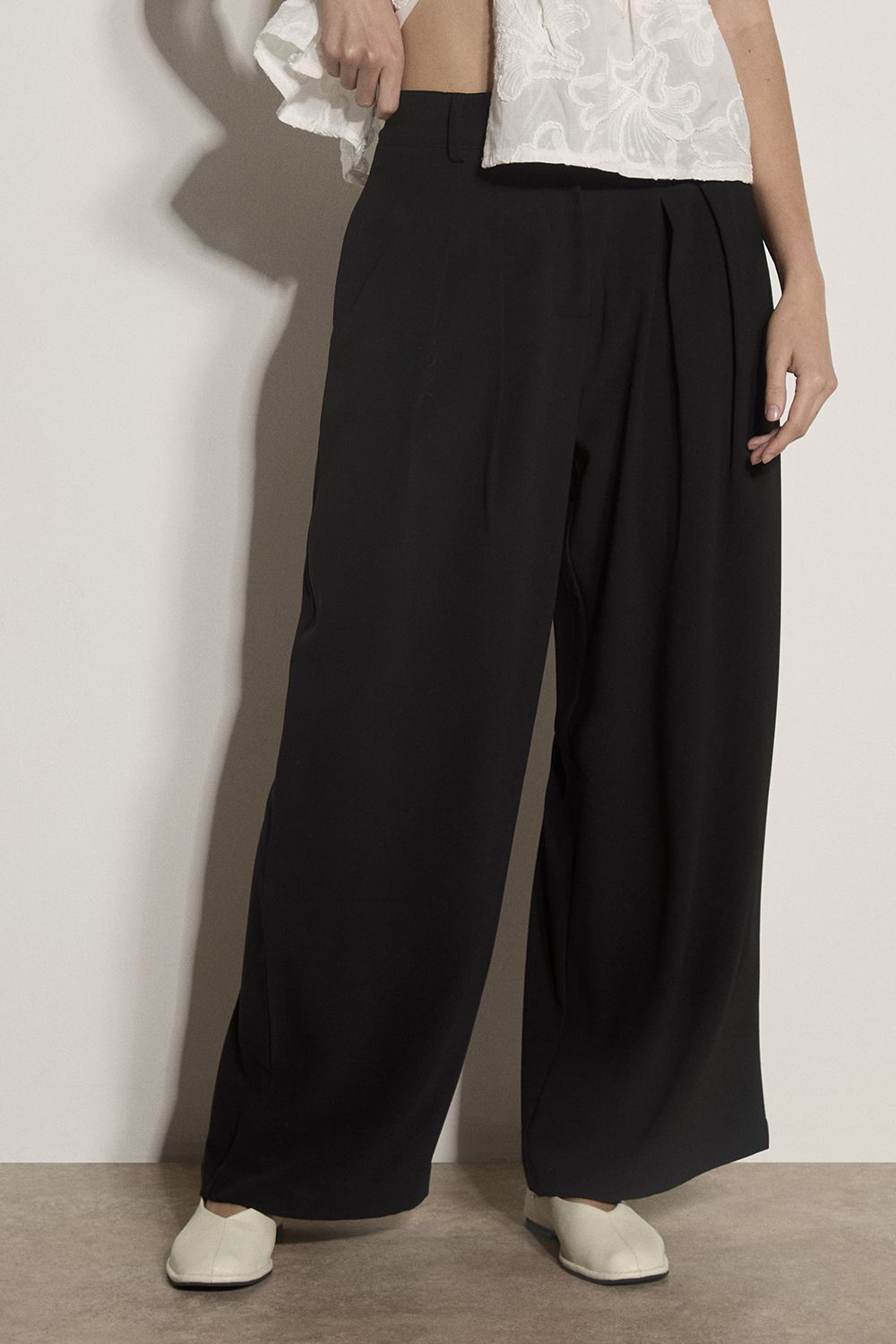Apricot Wide-Leg Tailored Trousers