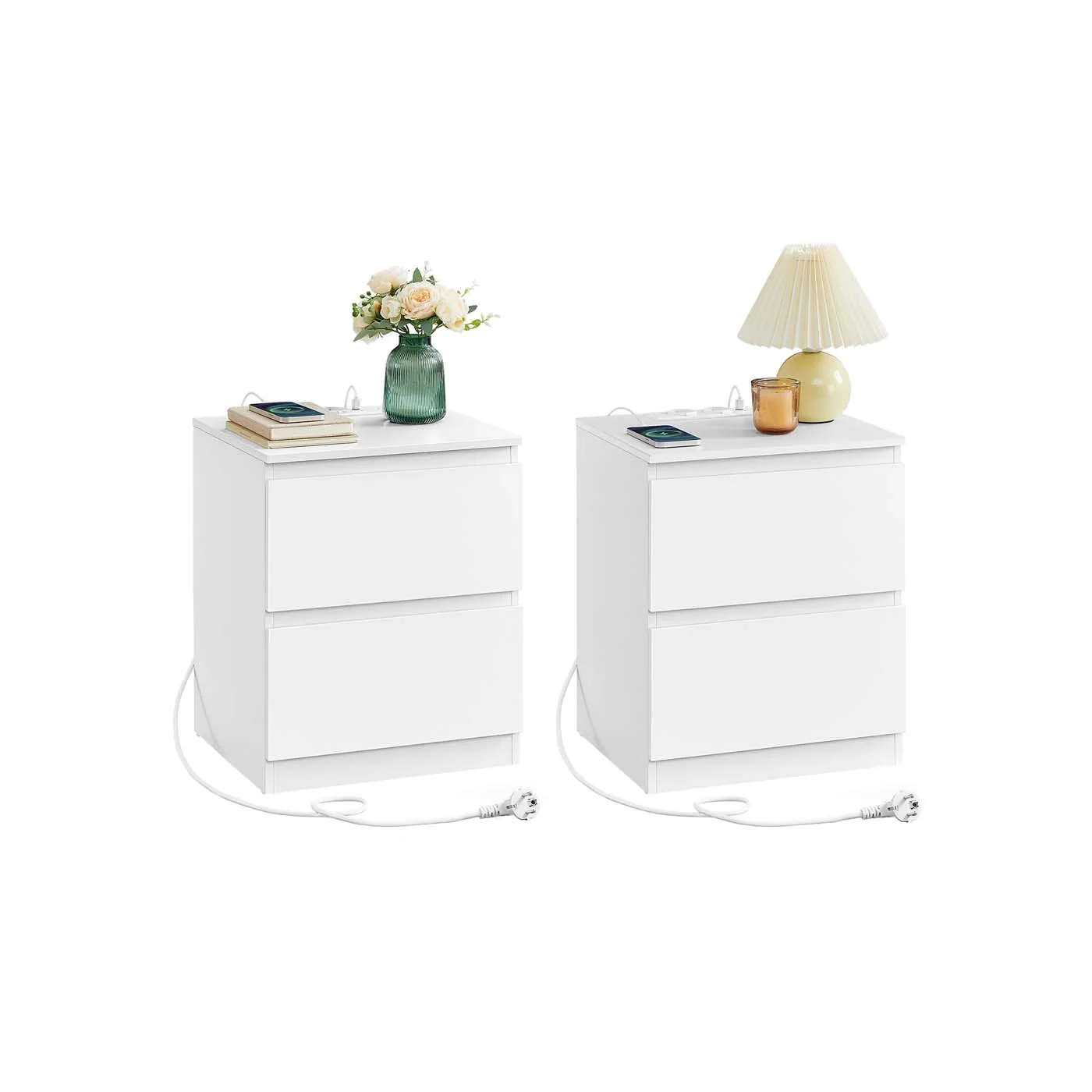Table de chevet avec 2 prises secteur et 2 ports USB-A