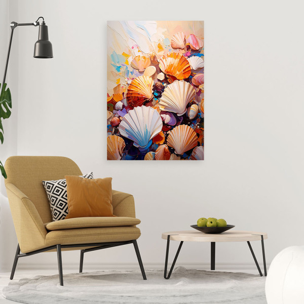 Feeby Obraz do łazienki salonu, Kolorowe Muszle na plaży 40x60