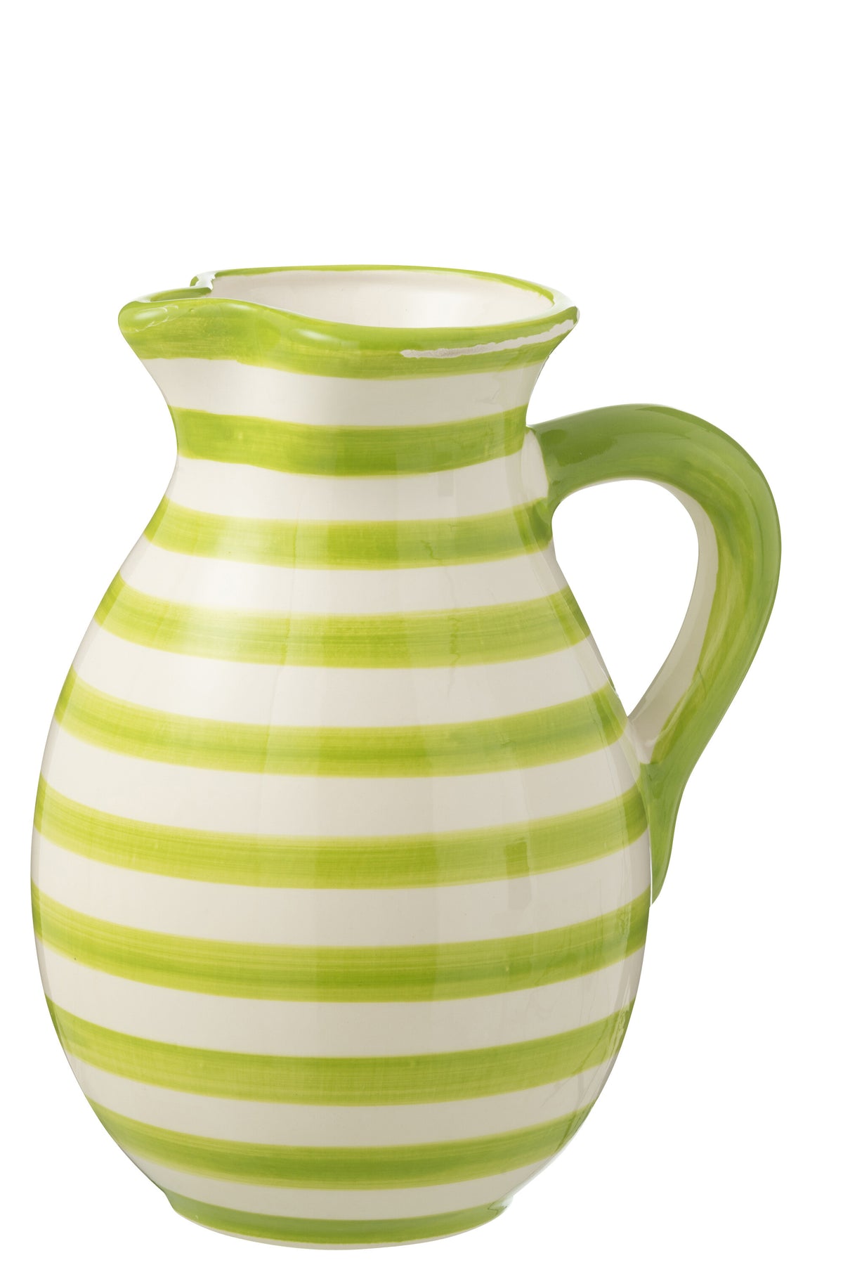 J-Line kruik Granada Stripes - keramiek - wit/groen - large