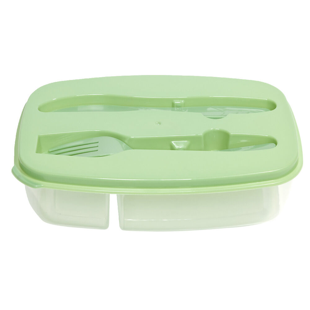 BoÎte lunch 1L avec fourchette et couteau 22,5x15,5xH12cm (2 modèles)