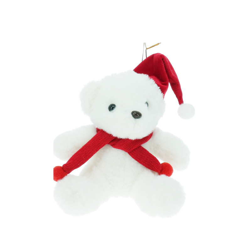 Knuffel beer met kerstmuts - 13 cm - diverse varianten