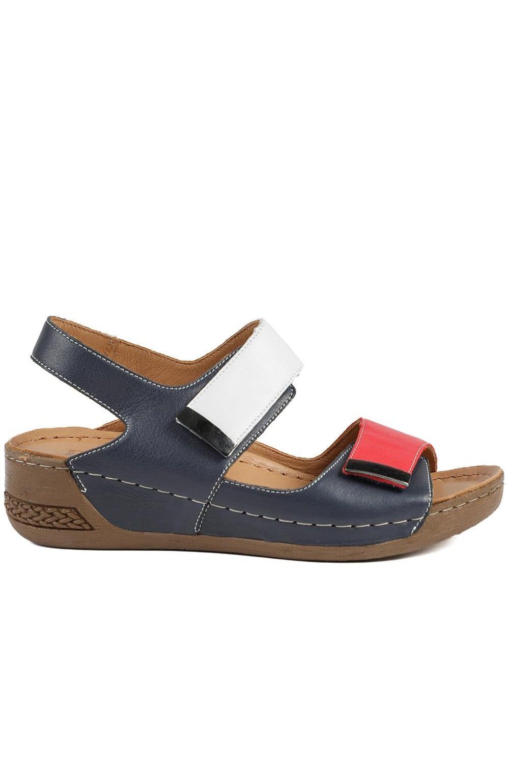 Pavers Leather Touch Fasten Wedge Sandals