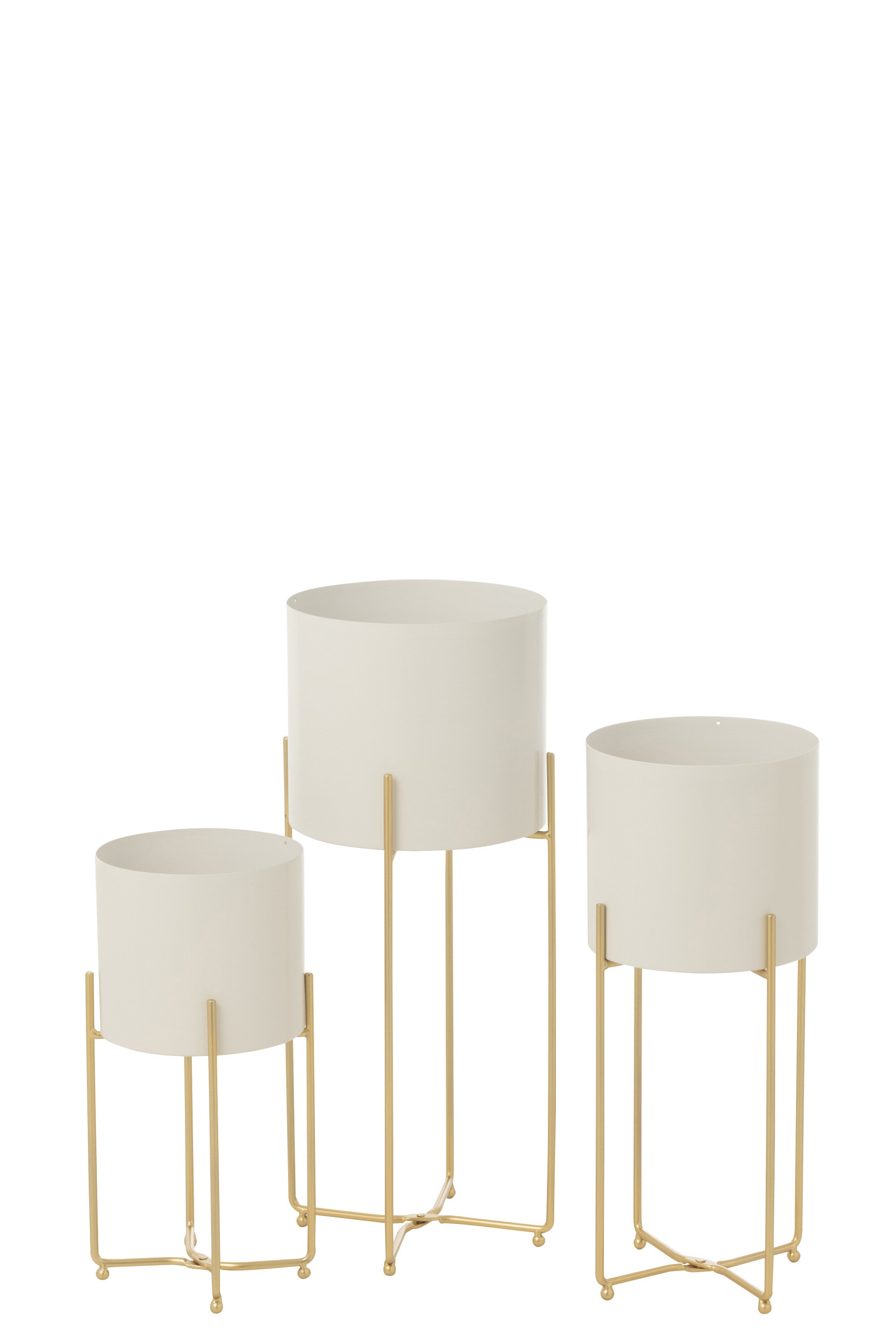 J-Line bloempot Rond - ijzer - goud wit