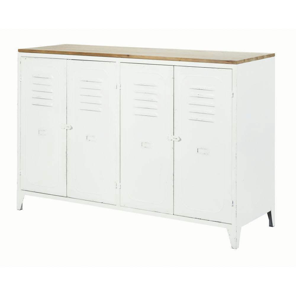 Bruce - Buffet 4 portes en métal et sapin