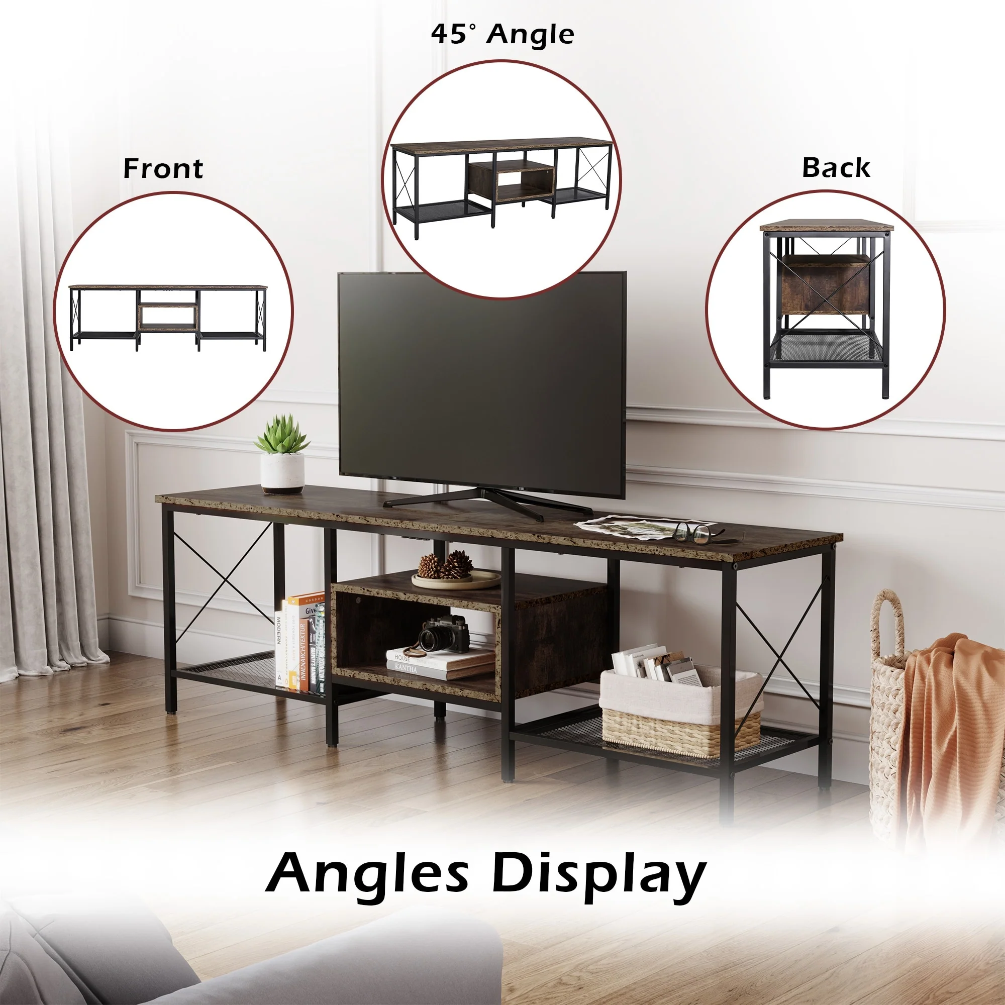 Rectangular TV Stand for TVs up to 75 Console Table