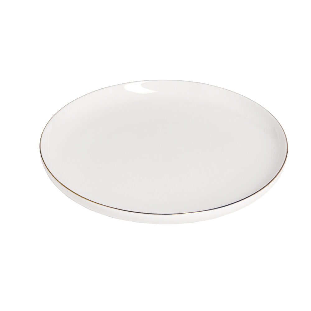 Assiette à dessert ronde Oslo blanche bord doré Ø19cm