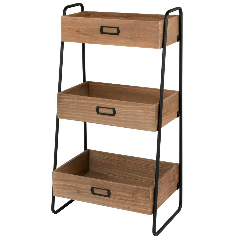 - Petit meuble de rangement 3 cagettes en métal noir