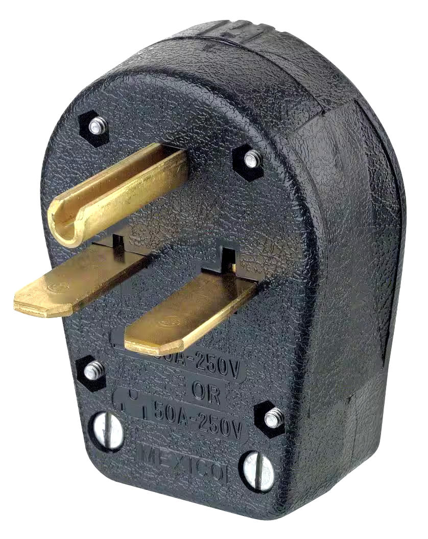 Leviton 00931-000 Angle Plug, 30/50Amp, 250 Volt, Grounding, Commercial Grade, Black