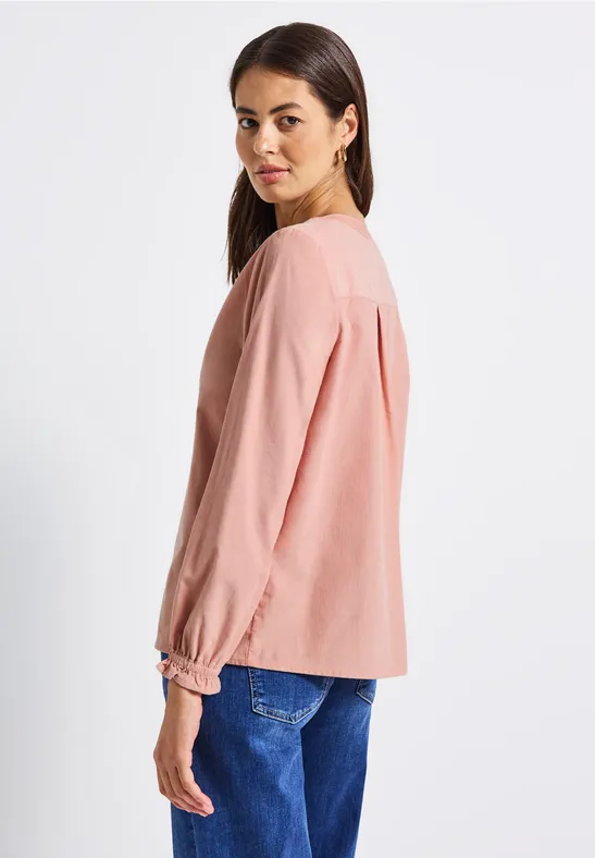 Cordbluse mit Rüschendetails