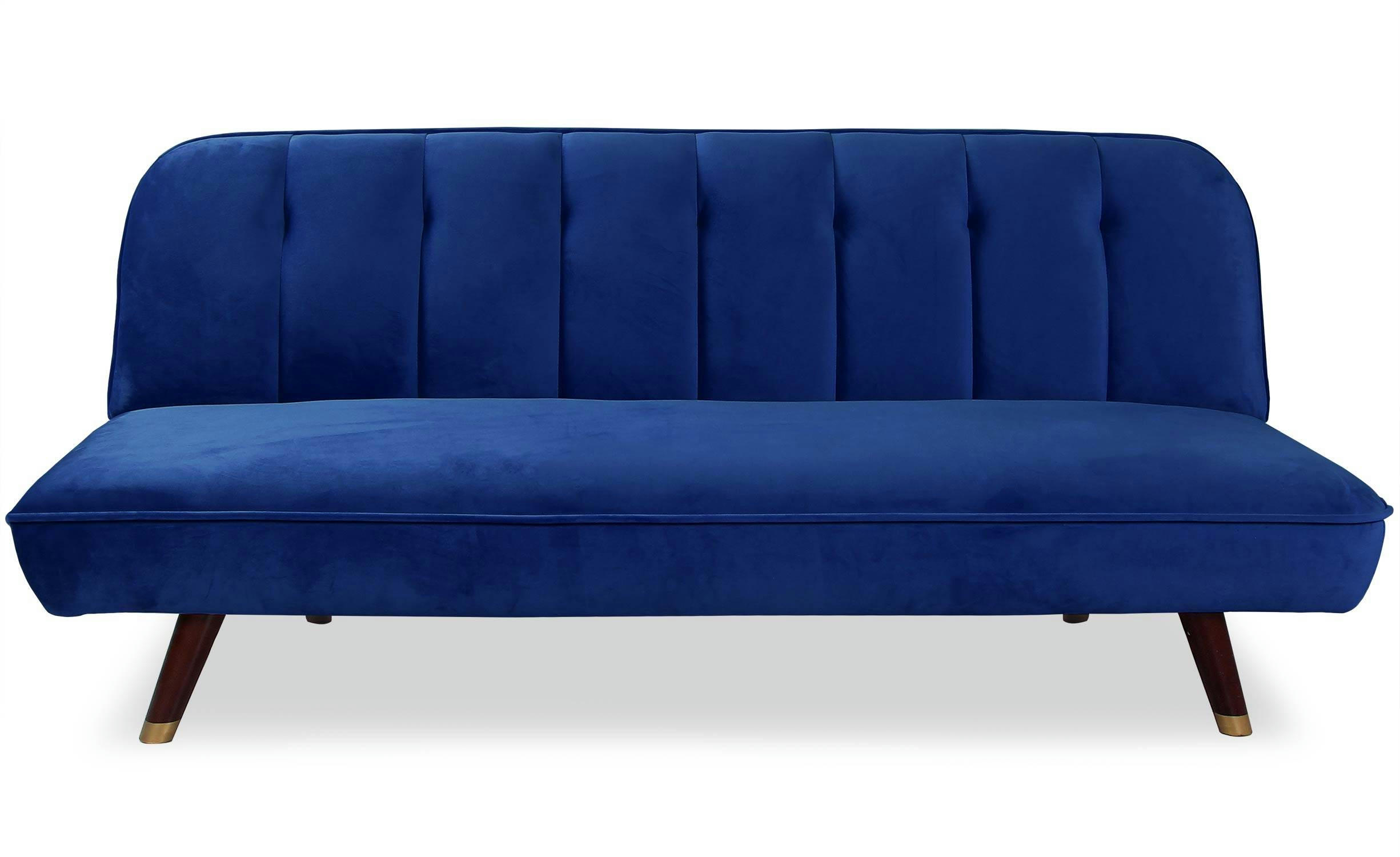 OLYMPIA - Canapé convertible clic-clac velours bleu