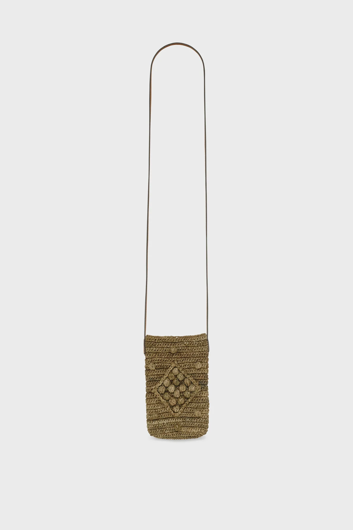Porte téléphone en raphia et cuir - ROSIE