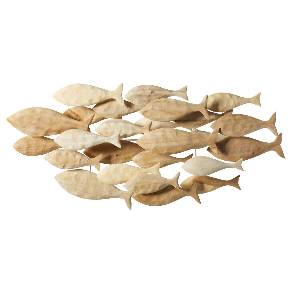 MASCATE - Déco murale poissons en albizia 104x49