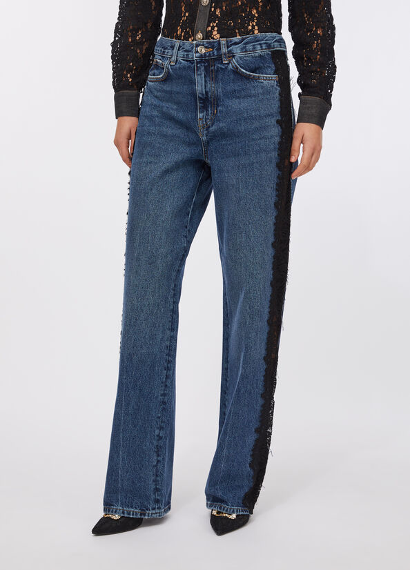 Jeans straight con pizzo