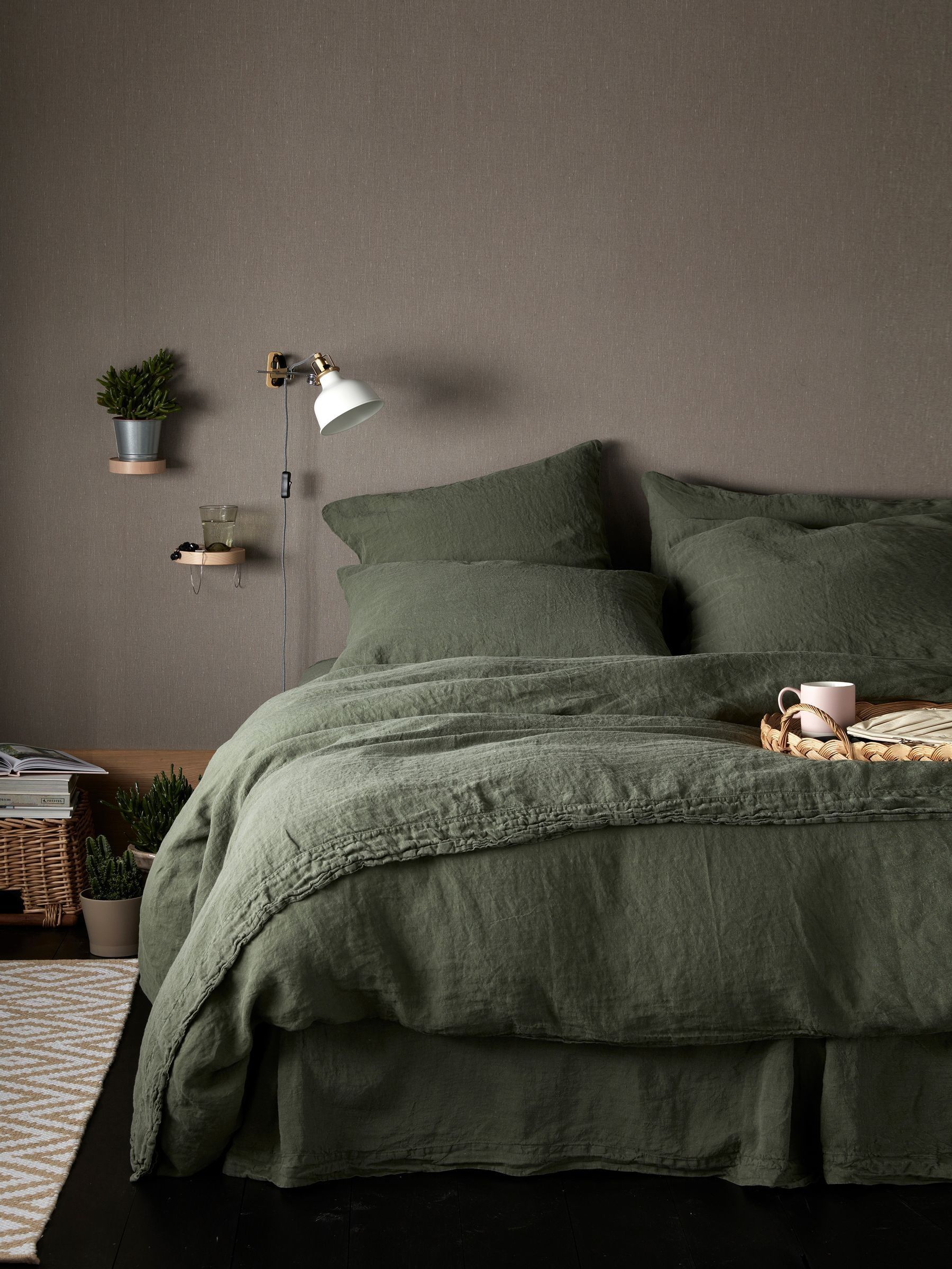 Secret Linen Store Olive Green Linen Duvet Cover